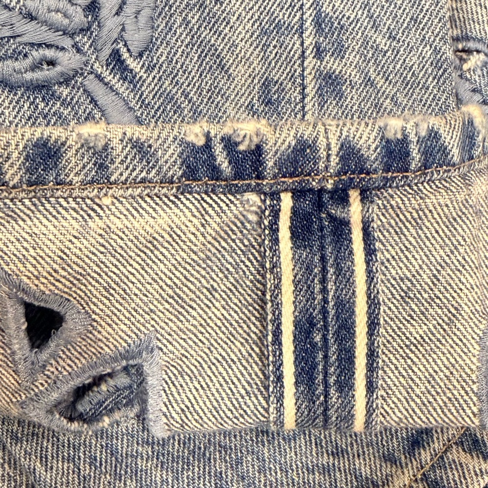 Levi’s 501 Crop Straight Leg Selvedge Denim Jeans Y2K W25 Blue - Picture 8 of 13